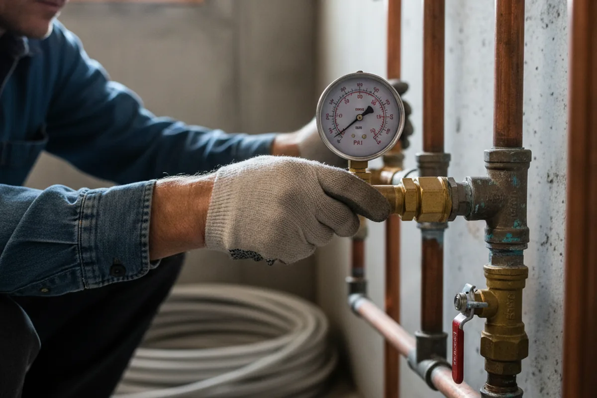 Pressure testing a repaired line during Water Line Repair in Alton