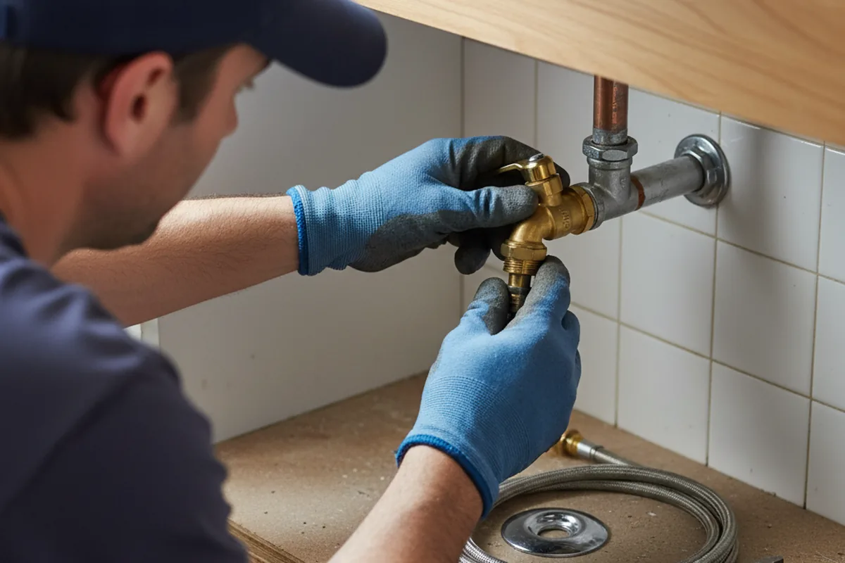 Shutoff valve and fitting work during Burst Pipe Repair in Alton